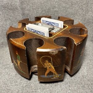 Vintage Wooden Sports Themed Caddy Holder Rustic Decor AS IS Broken Sides